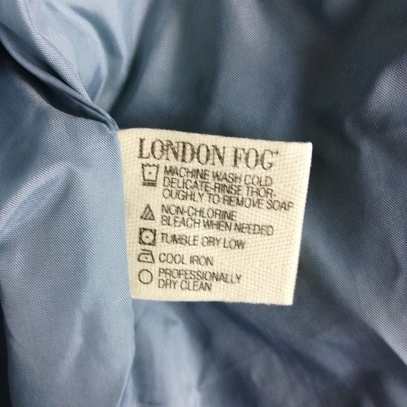 London‎ Fog Womens Coat  Lightweight Blue Zip Front Collared Pockets Long L - Picture 8 of 14